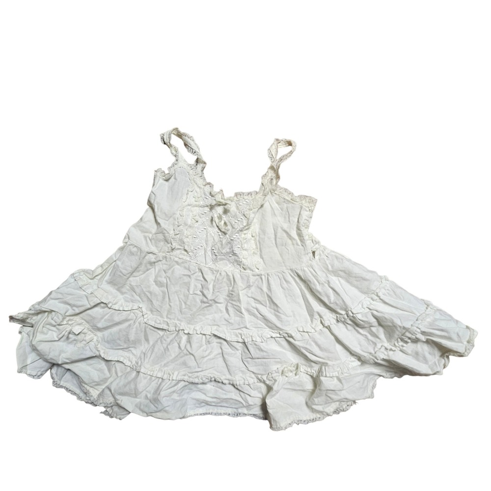 Vintage Sleeveless Embroidery Ruffle Lace Tiered Dress Girls‎ 2T Cottagecore